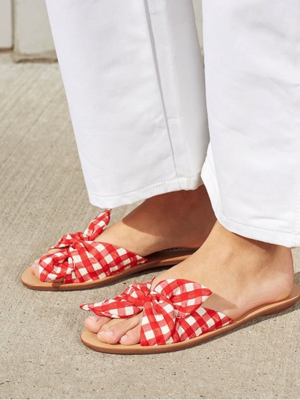 Loeffler Randall Knotted Phoebe Gingham Slide Sandals - Picture 7 of 9